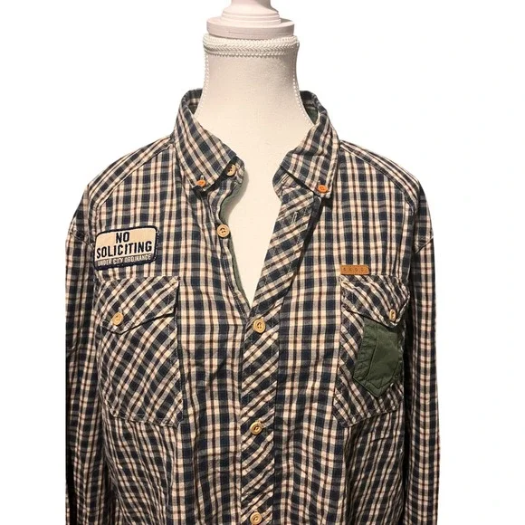 Live Full Live Well / AKOO Patched Soft Flannel Shirt‎ (XL) - Picture 2 of 7